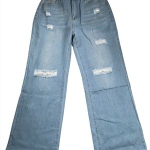 NWT Women’s Vintage High Waist  Ripped  Wide Leg Jeans